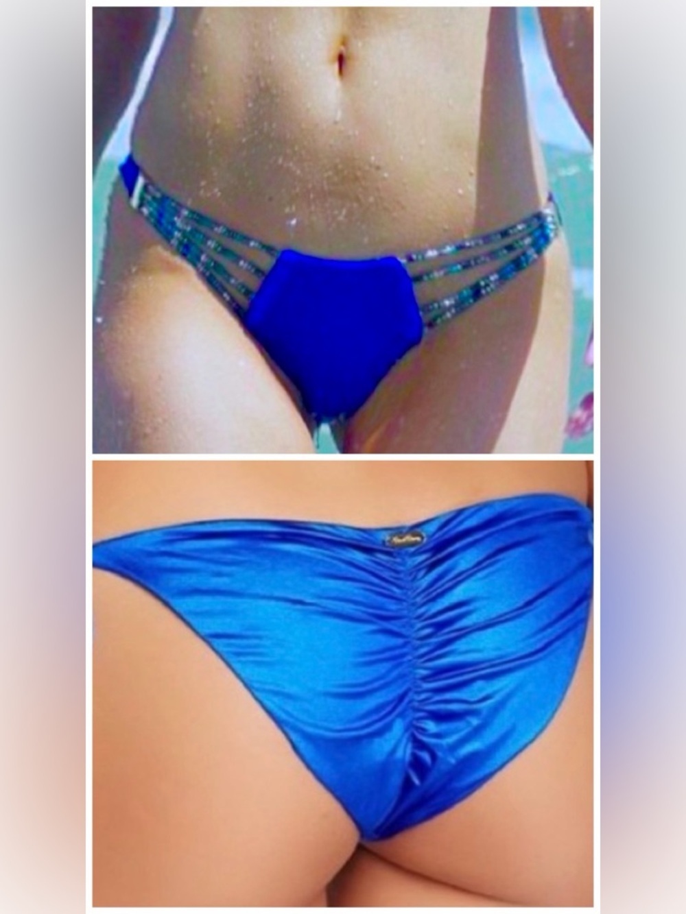 Beach Bunny Out of Your League Skimpy Bottom In Sapphire. Size S